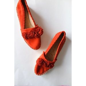 • SAM EDELMAN RED FRINGE ESPADRILLE 7 •